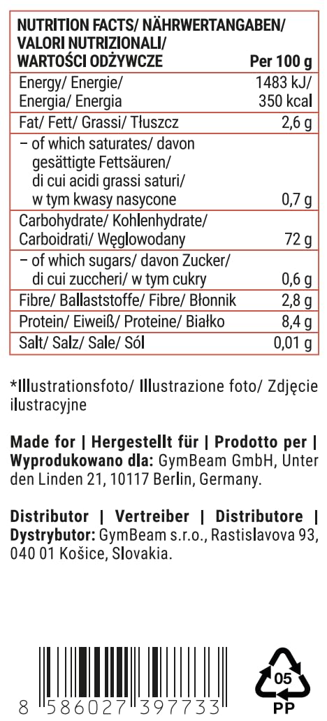 GymBeam Riso Rosso Jasmine Integrale 500 g Senza Glutine
