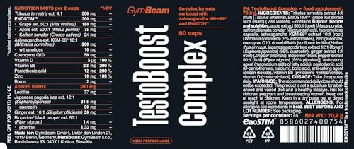 GymBeam TestoBoost Complex capsule tribulus ashwagandha