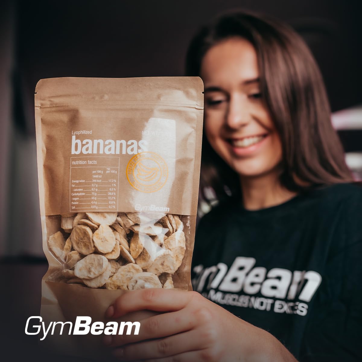 GymBeam Banane Liofilizzate 100g Snack Senza Additivi
