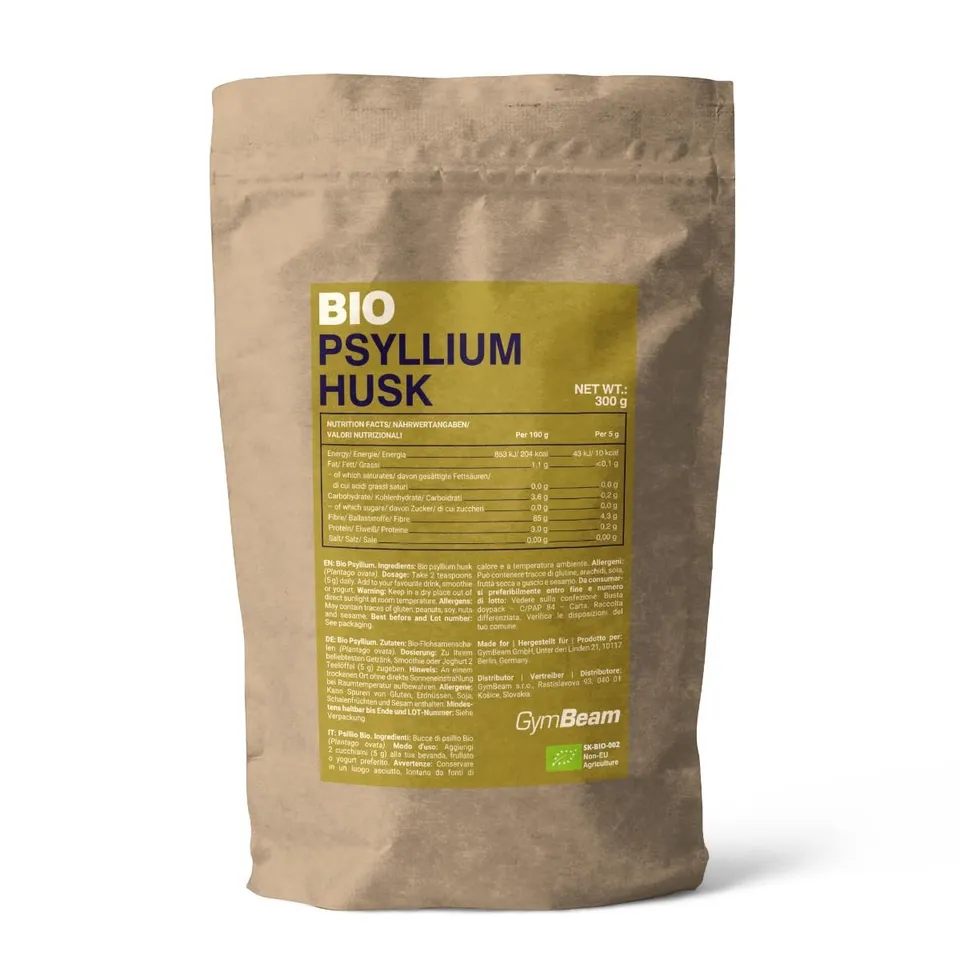 GymBeam Alimentazione Psillio Bio 300 g Fibra Vegana