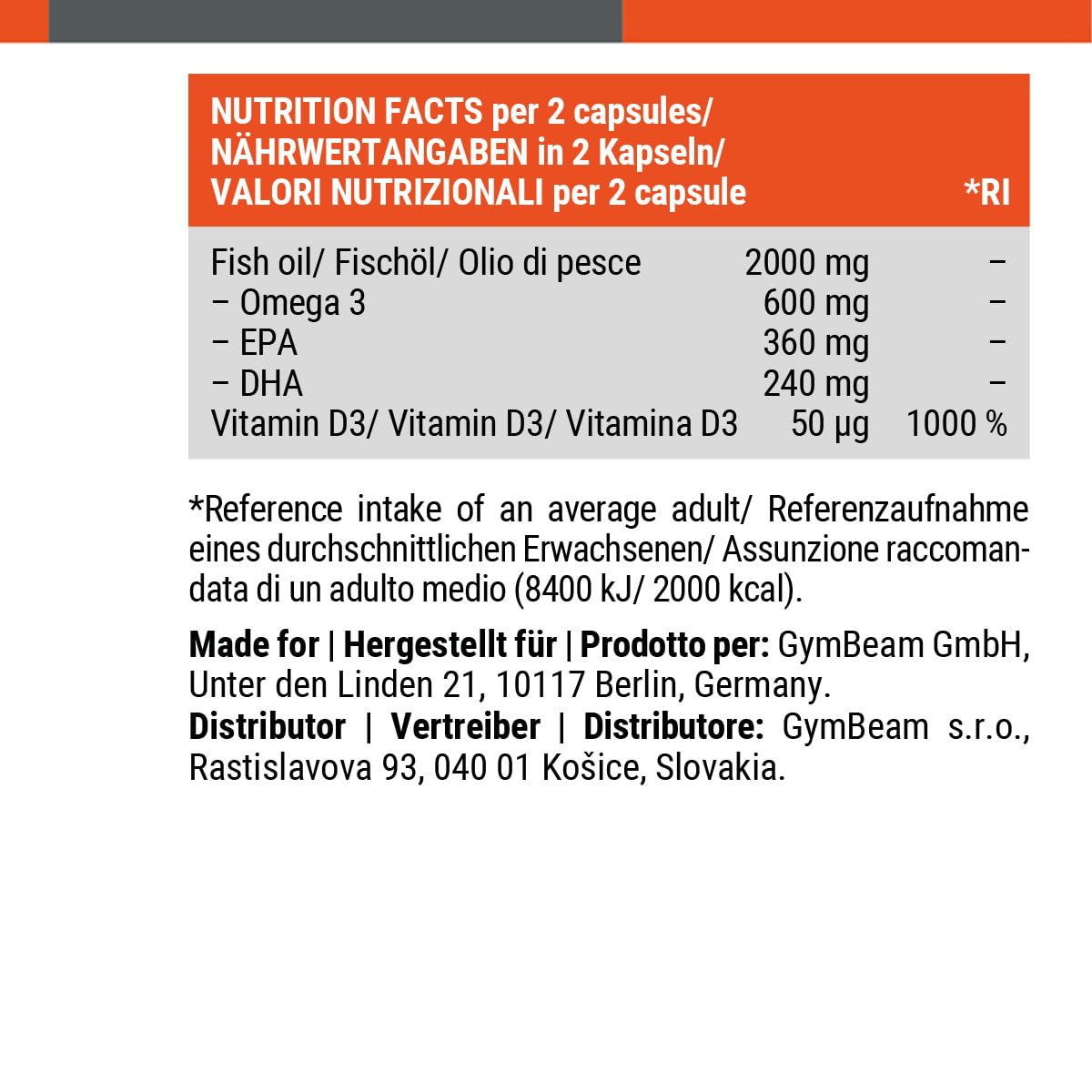 GymBeam Grassi Sani Omega 3 D3 90 capsule EPA DHA cuore