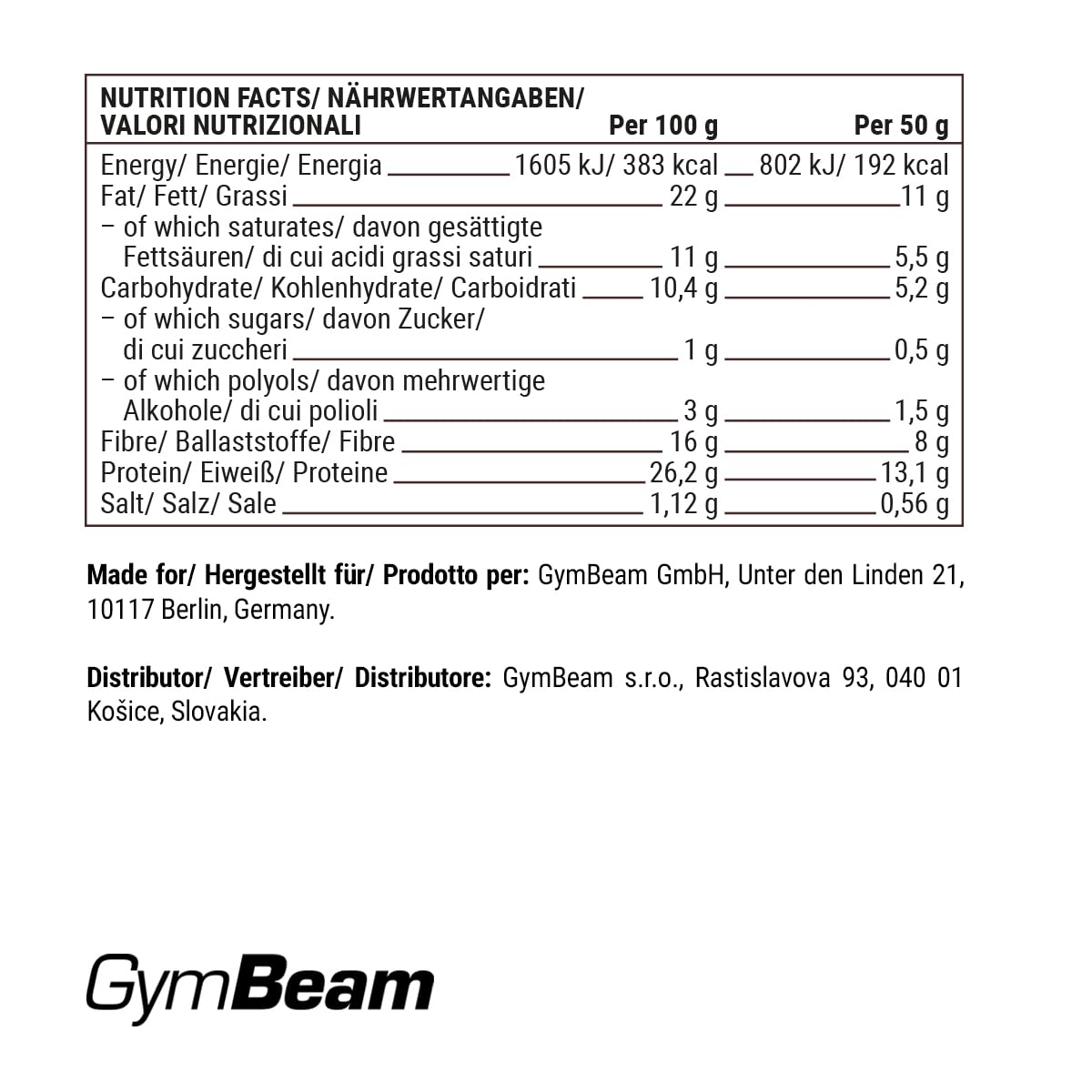 GymBeam Croissant Proteico Cacao 10x50g Senza Glutine Fibre