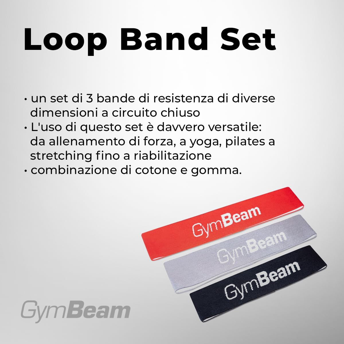GymBeam Loop Band Set 3 Elastici Fitness 0-68 kg gambe