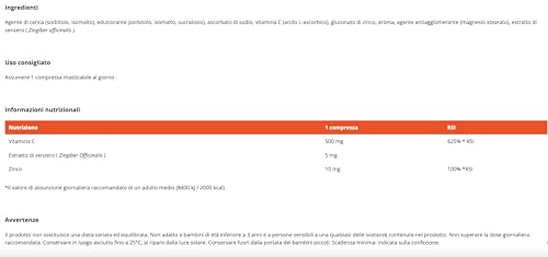 GymBeam Vitamina C Zinco Zenzero 90 compresse masticabili