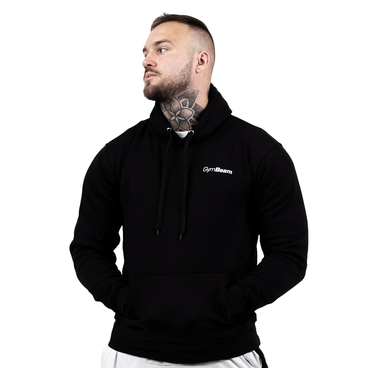 GymBeam Athlete Felpa Uomo cappuccio cotone nera