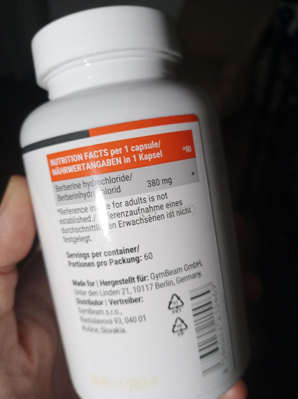 GymBeam Berberina 500mg capsule 60 cps vegano