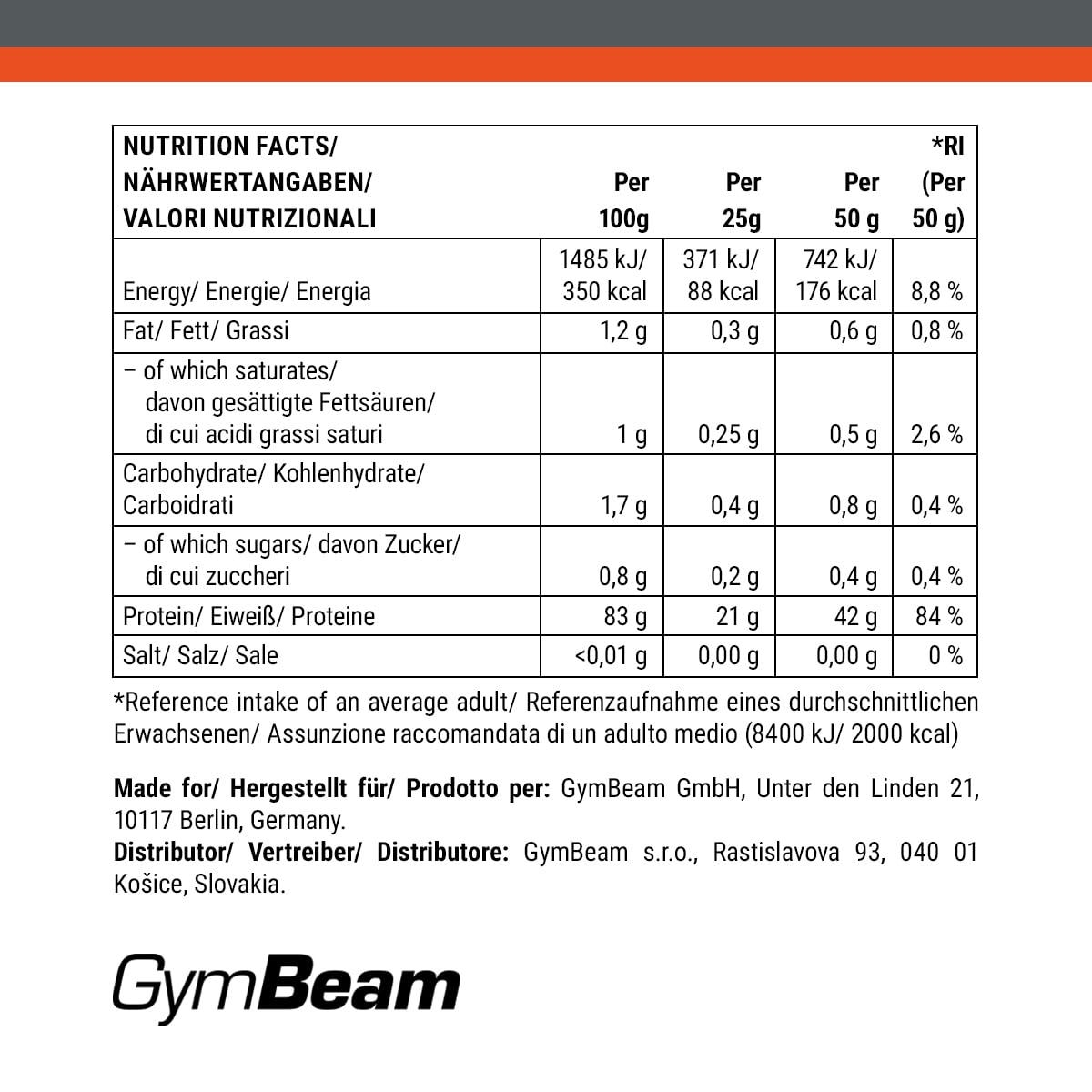 GymBeam Pure IsoWhey Proteine Isolate Fragola 2500 g Massa