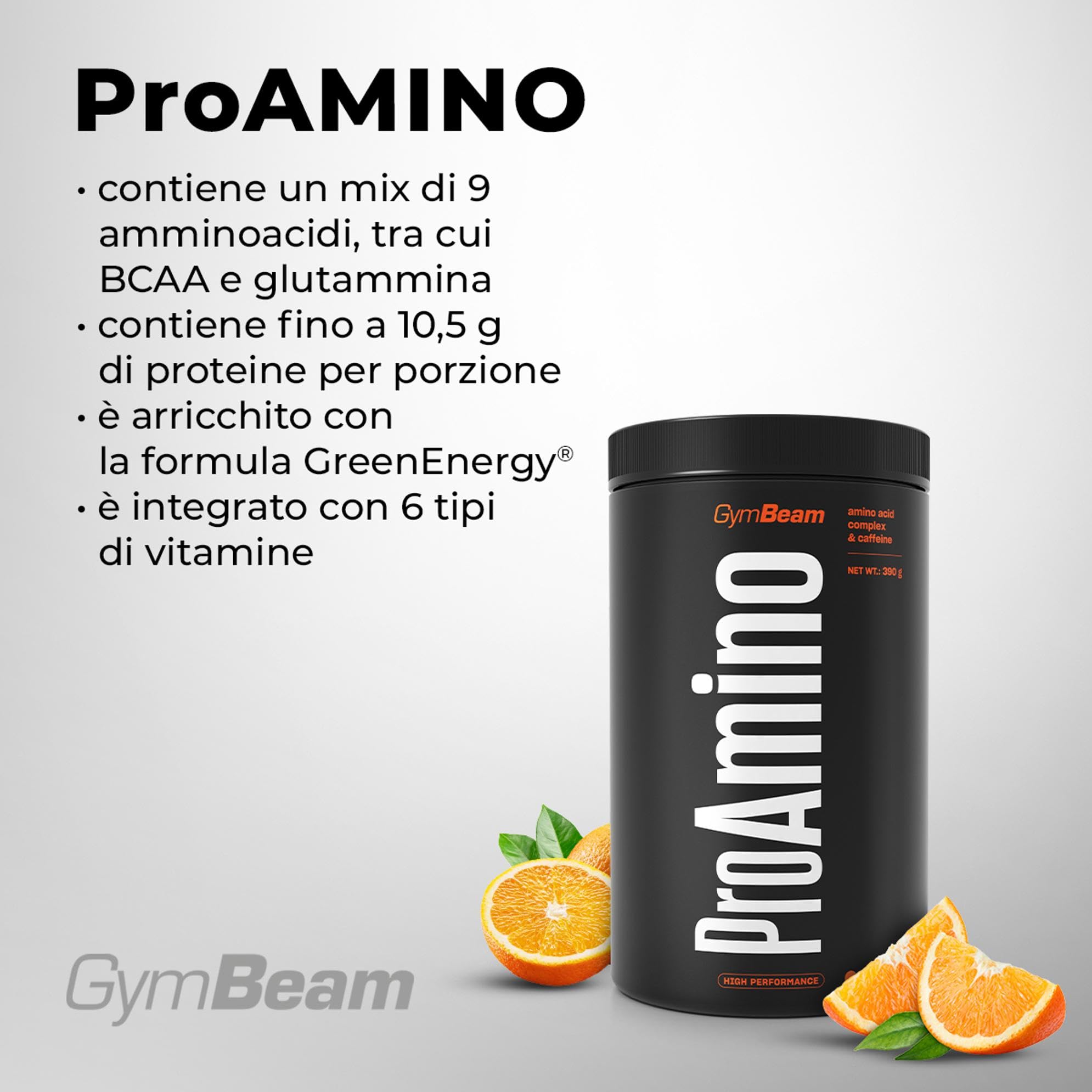 GymBeam ProAmino EAA Polvere BCAA Arancia 390 g