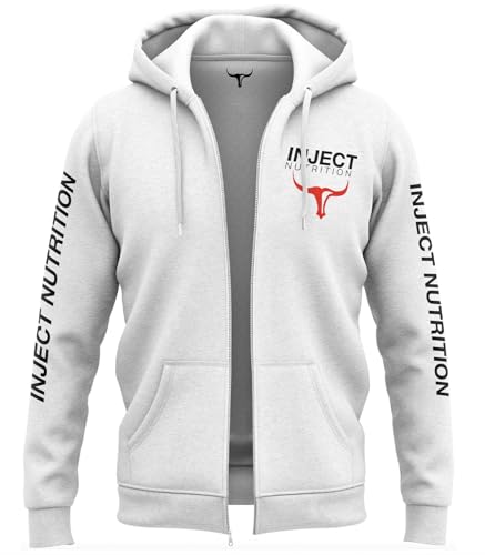 INJECT NUTRITION Felpe ZIP Felpa Cappuccio Zip Bianca Logo