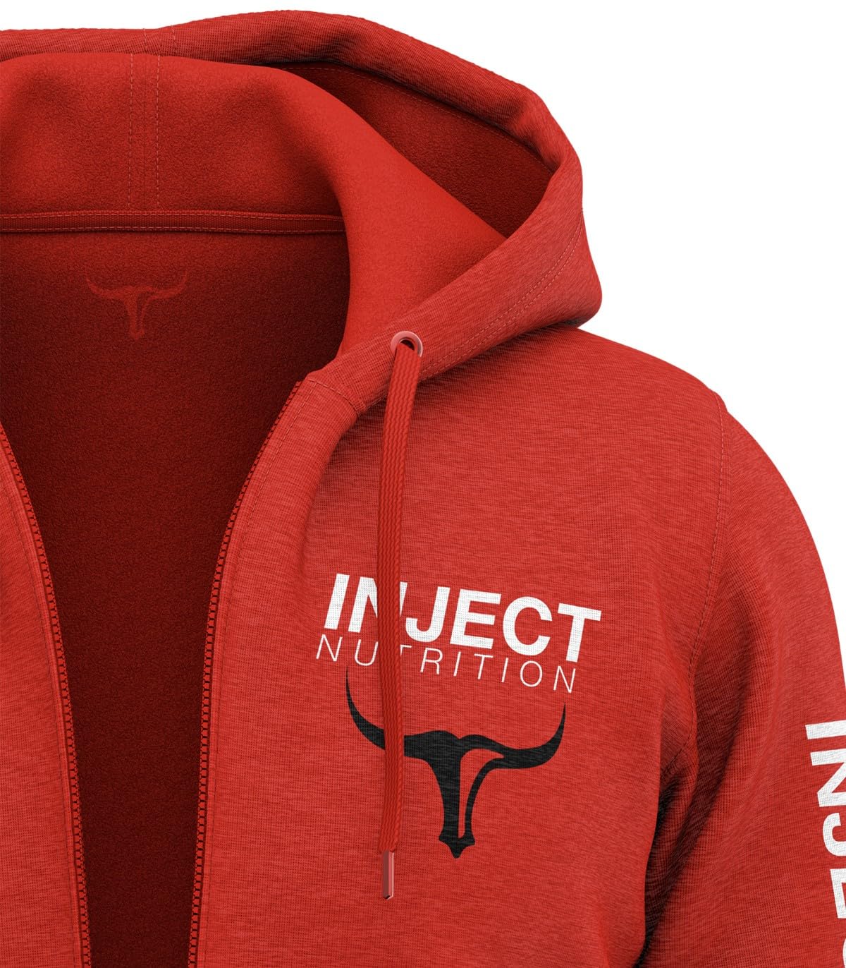 INJECT NUTRITION Felpe ZIP Felpa Cappuccio Zip Rossa Logo Toro
