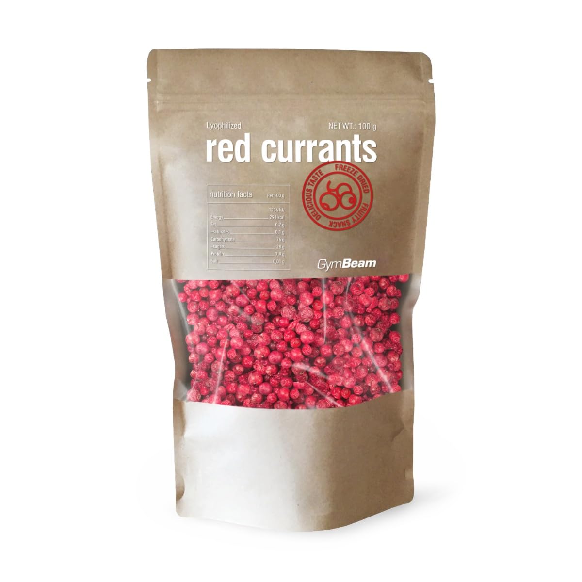 GymBeam Ribes Rosso Liofilizzato 100 g Frutta Bio Senza Zuccheri