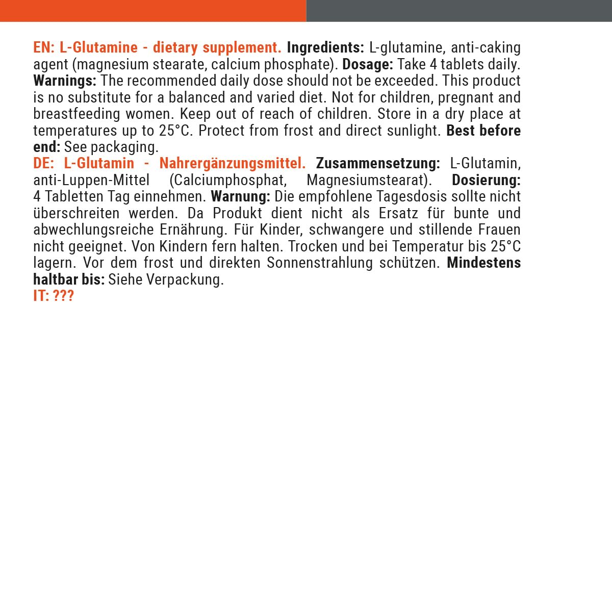 GymBeam L-Glutammina 1000 mg Compresse Vegane Recupero