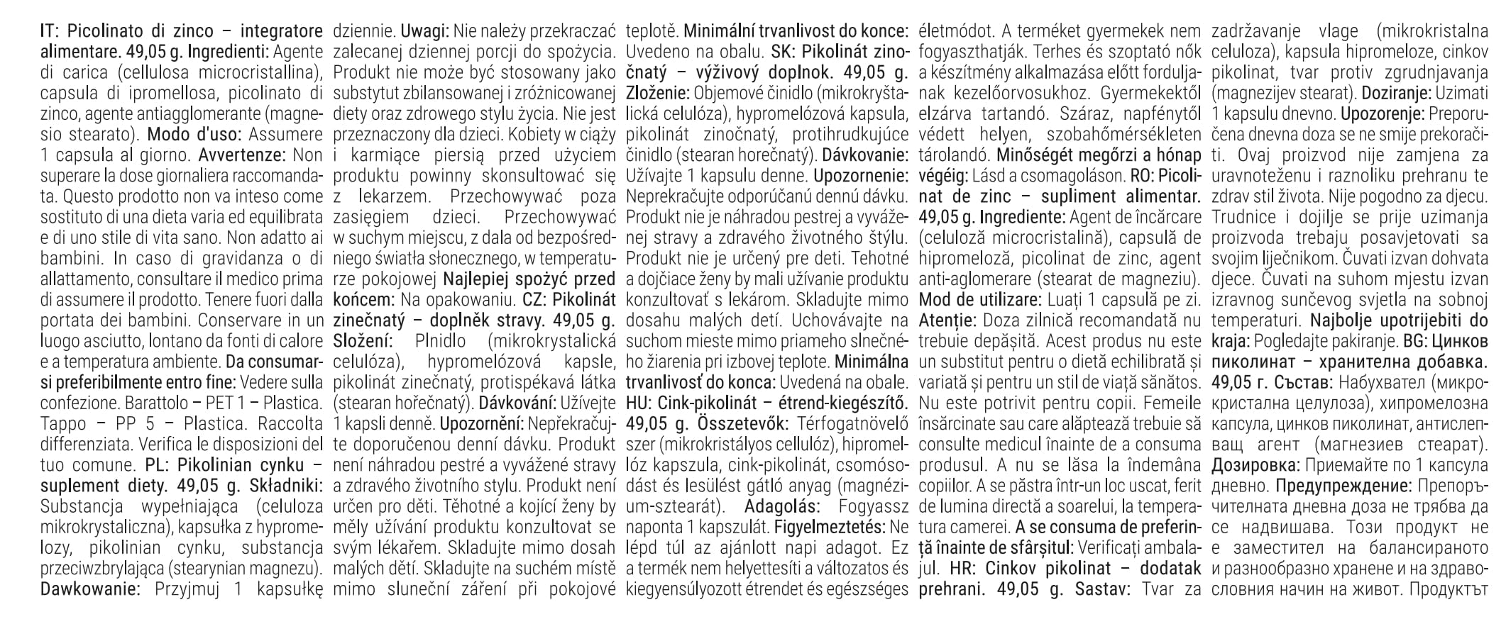 GymBeam Minerali Zinco Picolinato integratore 90 capsule 15 mg