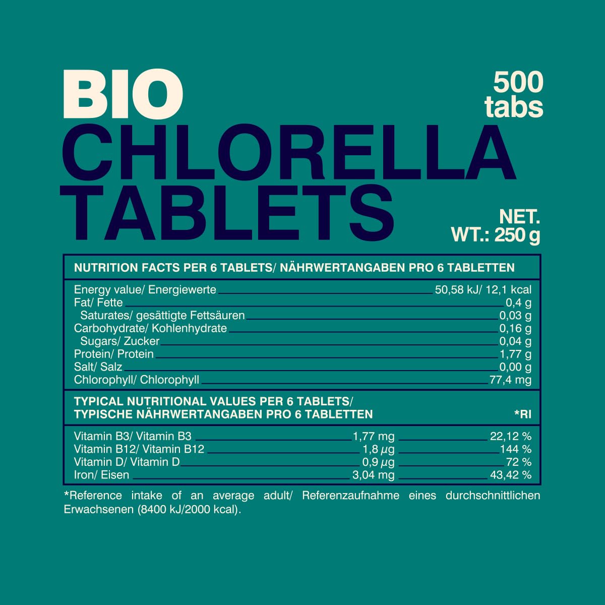GymBeam Clorella Bio compresse Chlorella 500 tabs detox