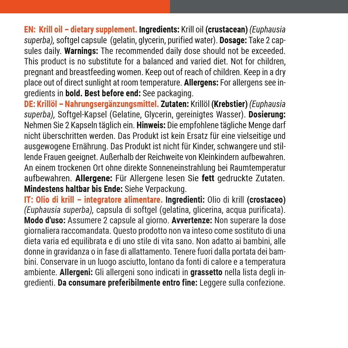 GymBeam Grassi Sani Olio di Krill Capsule 60 cps EPA DHA