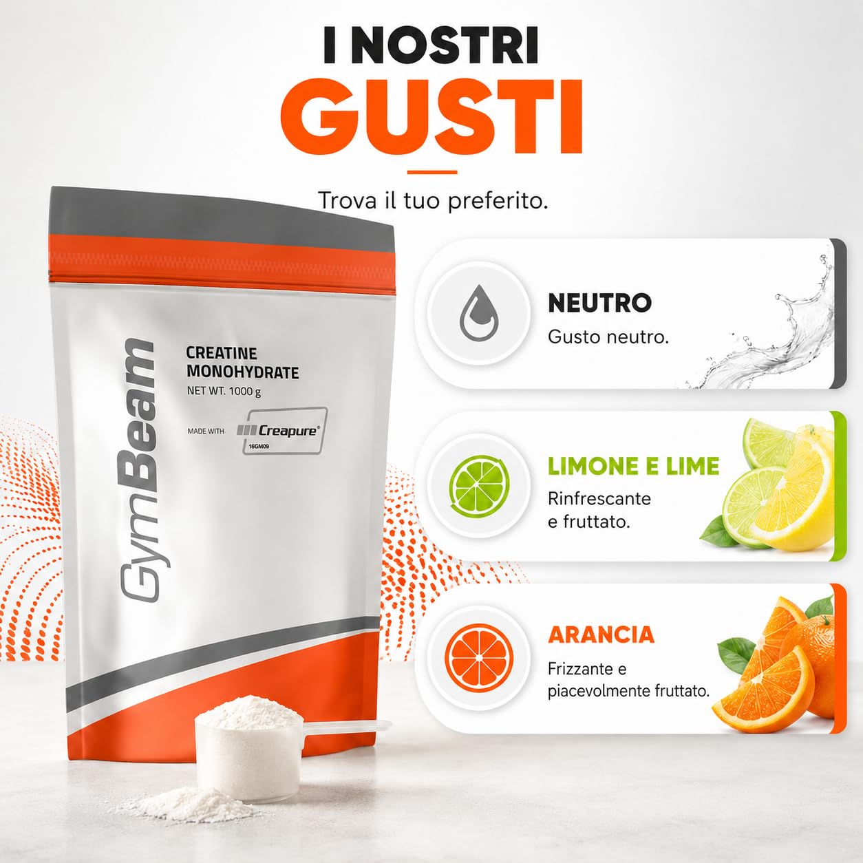 GymBeam Creatina Monoidrato Creapure 250g Non Aromatizzato