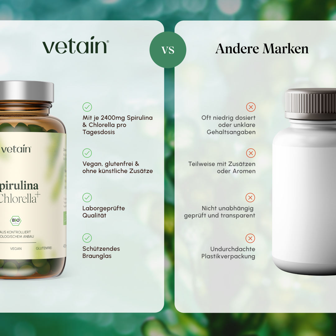 Vetain Spirulina Chlorella Bio 500 Compresse Alghe Vegan