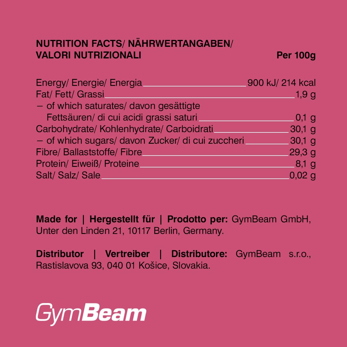 GymBeam Lamponi Liofilizzati Frutta Liofilizzata 100 g Senza Zuccheri