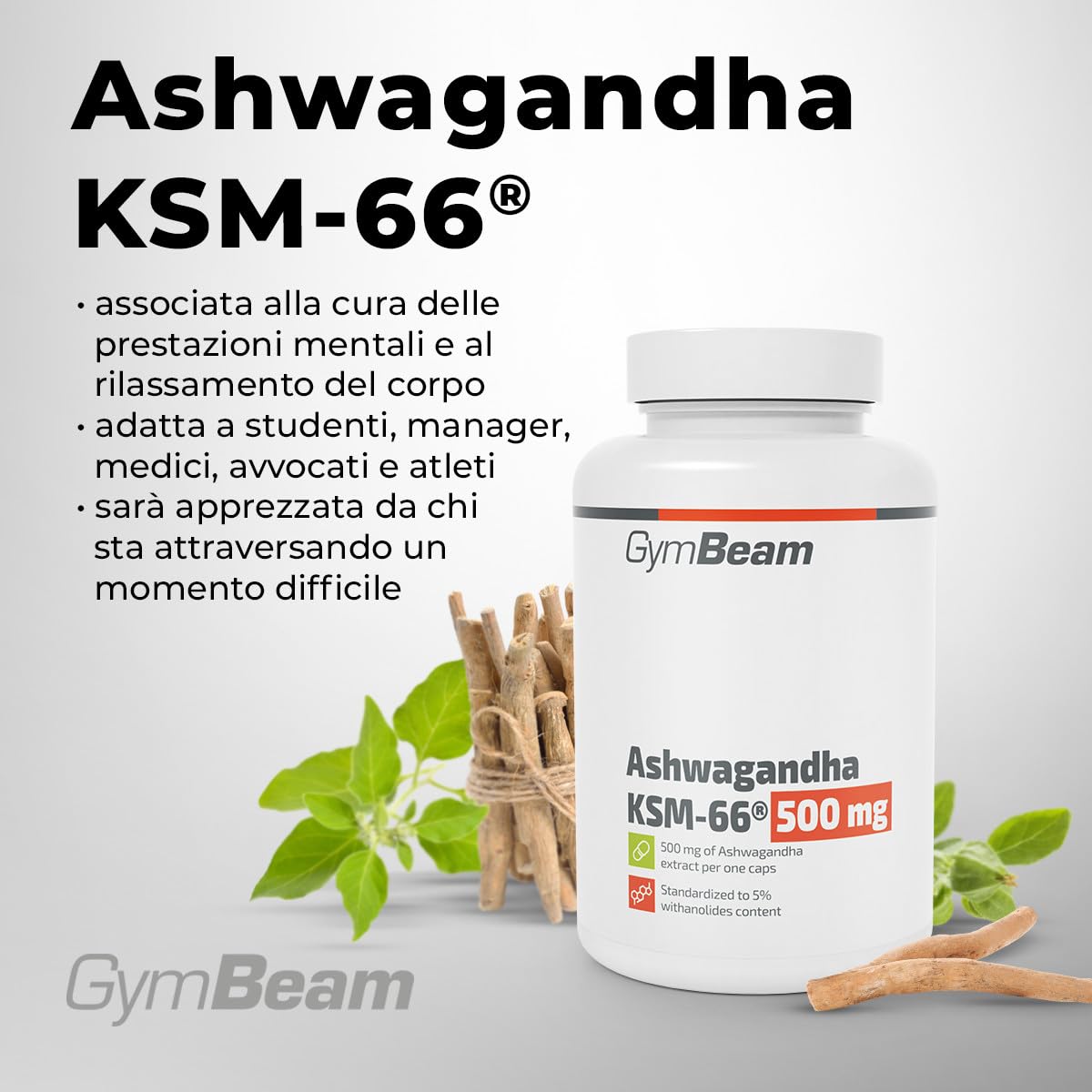 GymBeam Ashwagandha KSM-66 Capsule 90 cps 500 mg