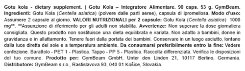 GymBeam Gotu Kola capsule centella 90 cps memoria