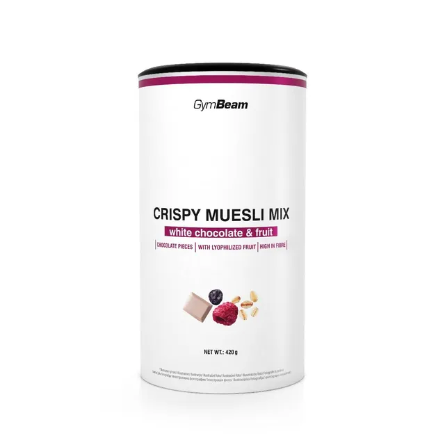 GymBeam Crispy Muesli Mix Cioccolato Bianco Frutta 420g