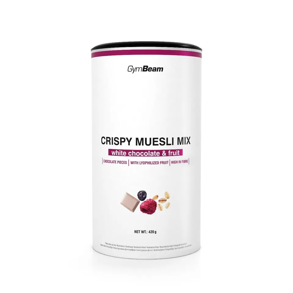 GymBeam Crispy Muesli Mix Cioccolato Bianco Frutta 420g