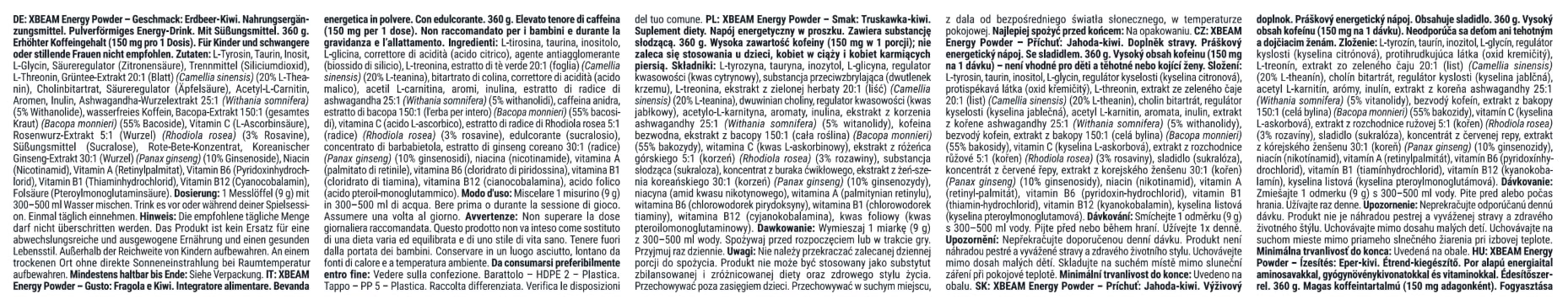 GymBeam Energy Powder Fragola-Kiwi 360 g gamer