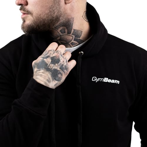 GymBeam Athlete Felpa Uomo cappuccio cotone nera