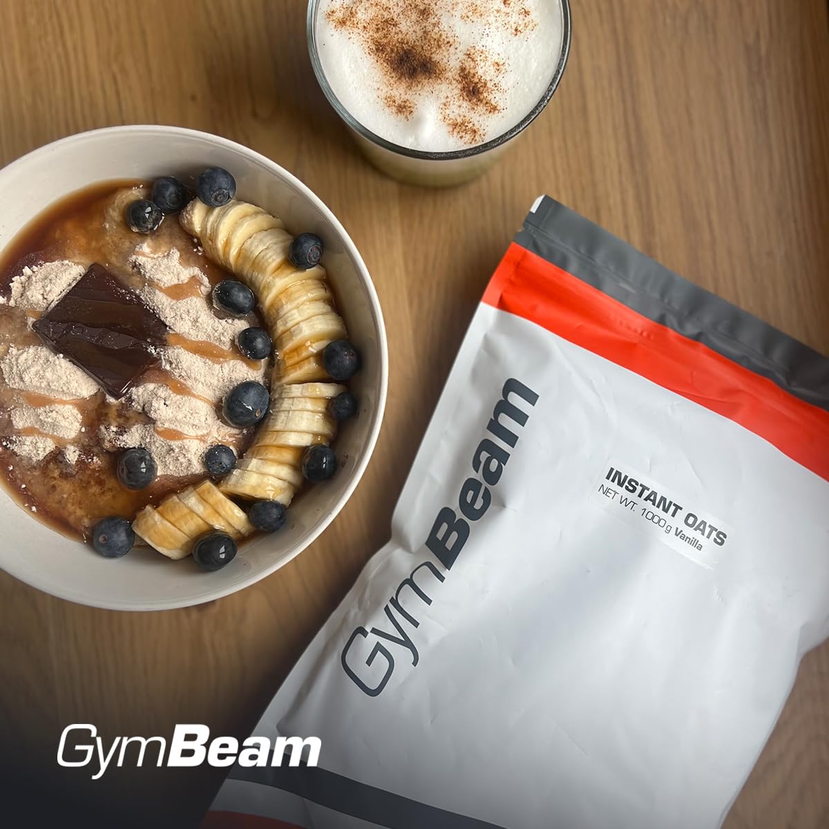 GymBeam Avena Istantanea 1000 g Farina Cioccolato Fibre Proteine