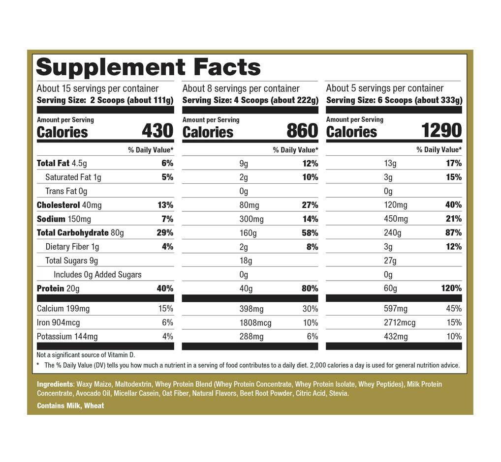 Ultimate Nutrition Natural Gainz weight gainer Chocolate Creme