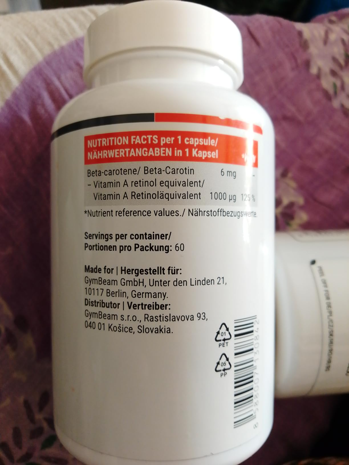 GymBeam Beta Carotene capsule 60 cps provitamina A