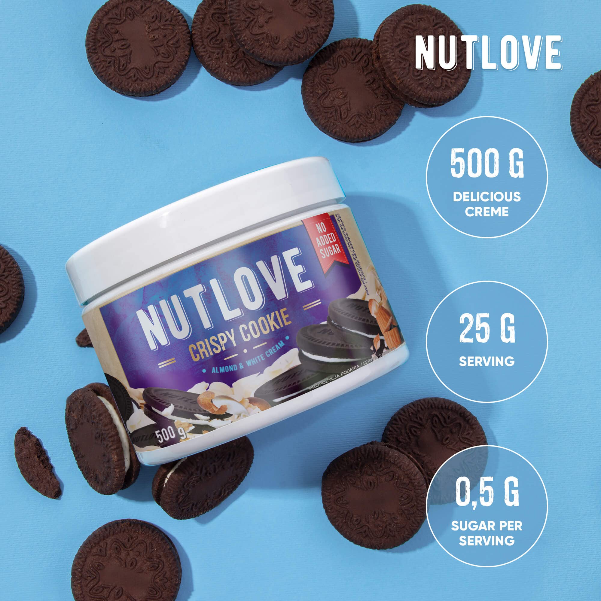AllNutrition Nutlove Crispy Cookie Crema 500g Senza Zucchero