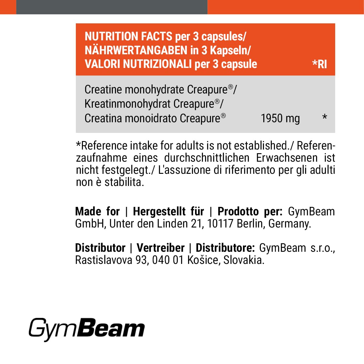 GymBeam Creatina Monoidrato Creapure Capsule prestazioni