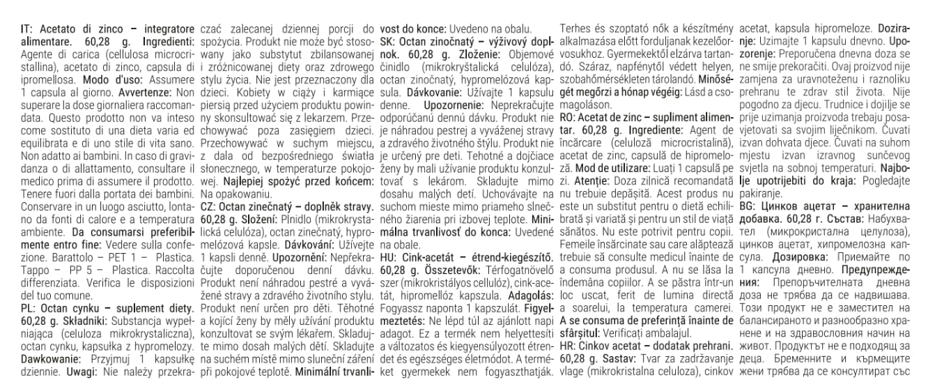 GymBeam Acetato di Zinco capsule 90 cps sistema immunitario