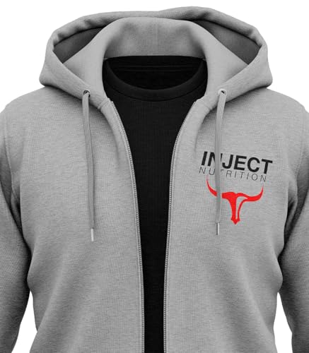 Inject Nutrition Felpe ZIP Felpa con Zip Grigio Melange Cappuccio