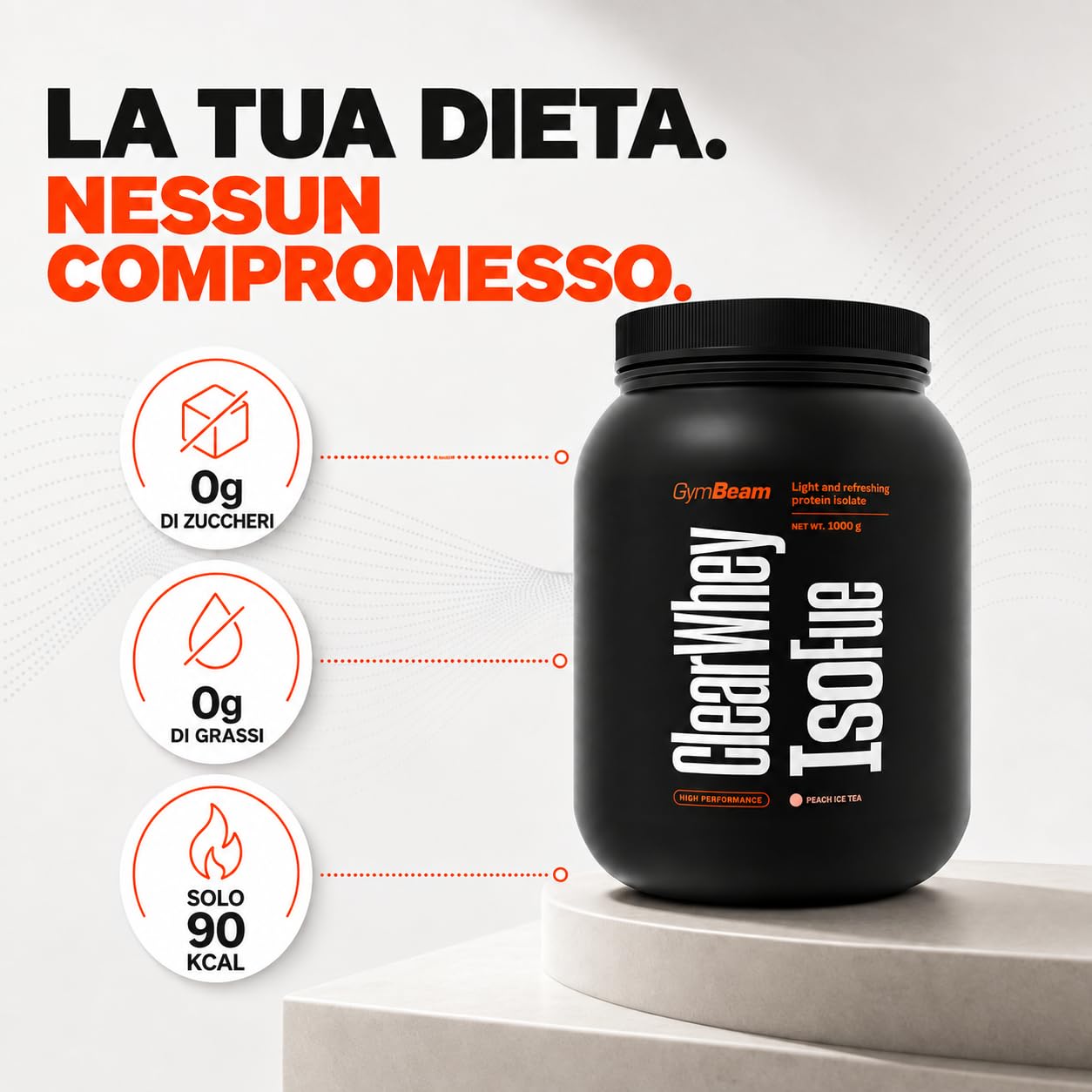 GymBeam Clear Whey isolate 1000 g gusto cocomero 88%