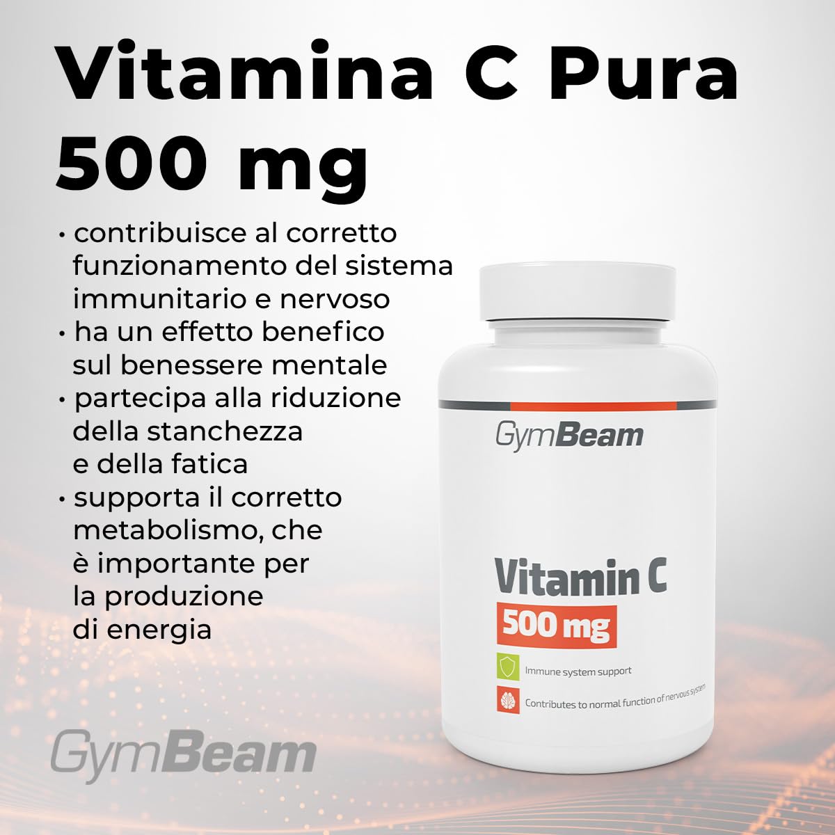 GymBeam Vitamina C 500 mg Capsule Acido Ascorbico Immunità