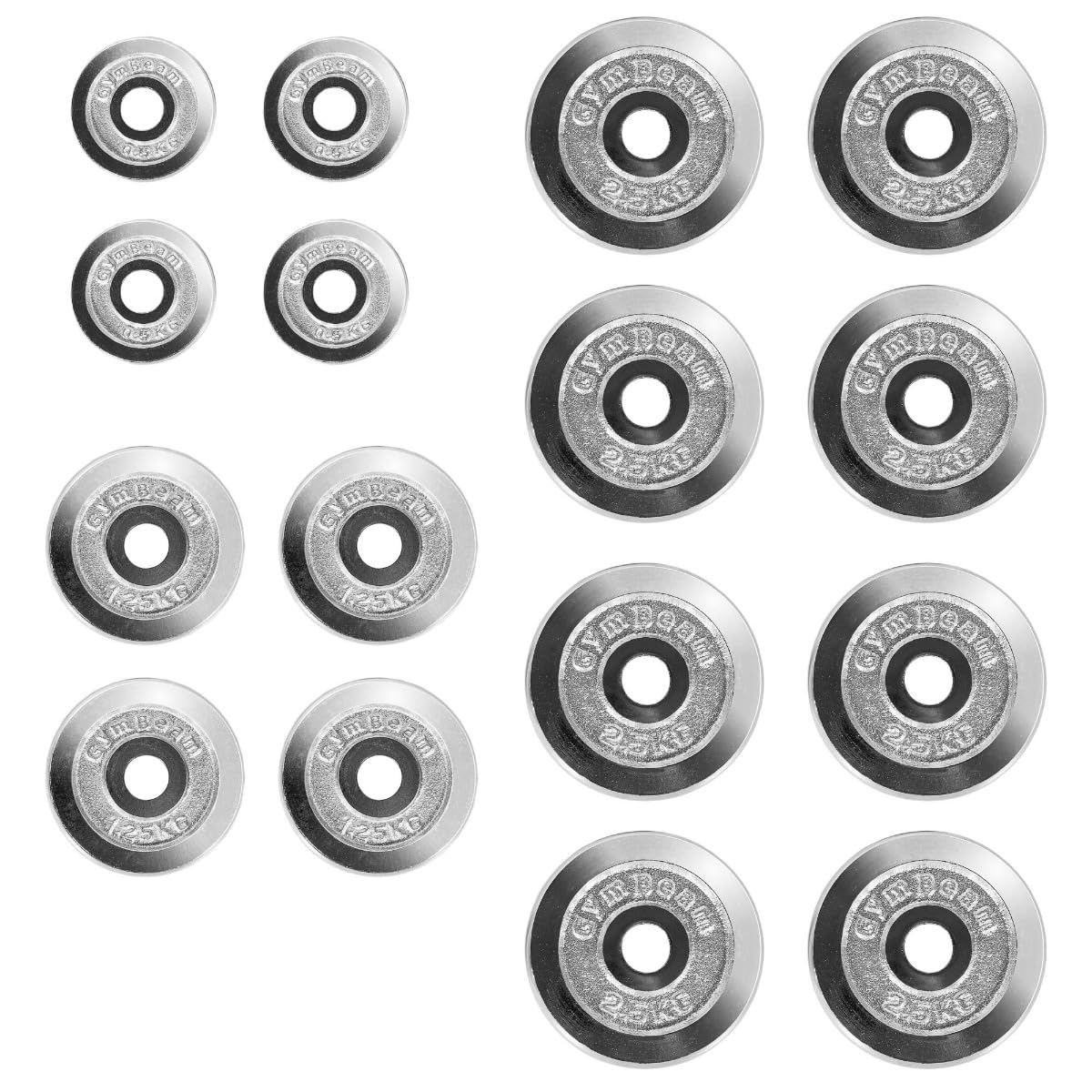 GymBeam Set Manubri 30 kg Ghisa Regolabili 16 Piastre Bilanciere