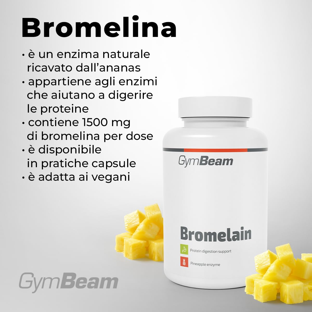 GymBeam Bromelina 1500 mg capsule 90 pz vegane digestione