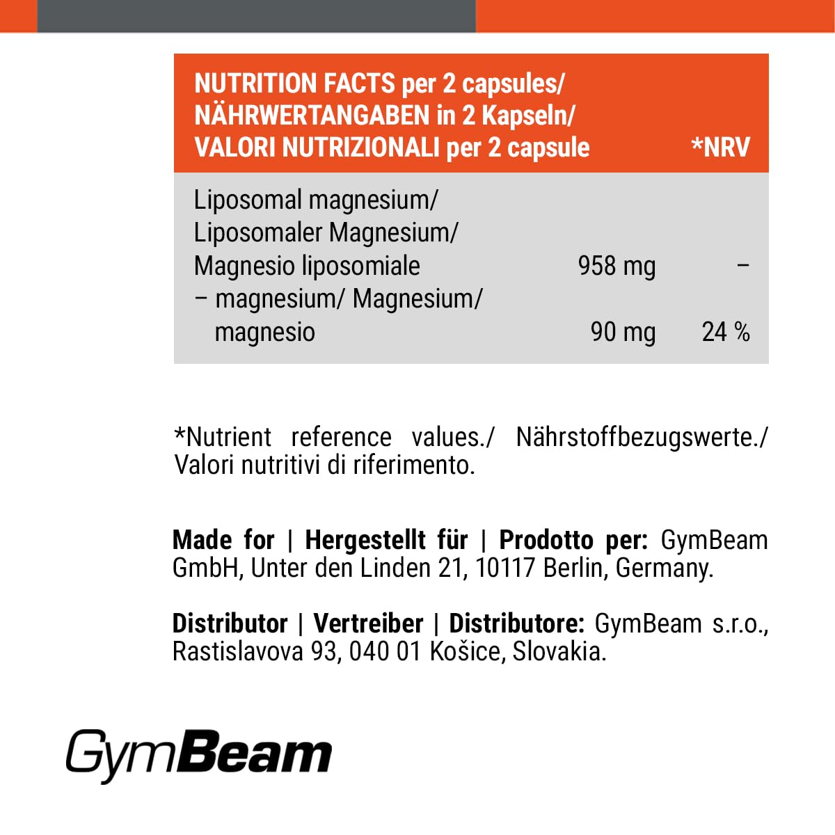 GymBeam Magnesio Liposomiale Capsule LipoCellTech 95% Assorbimento