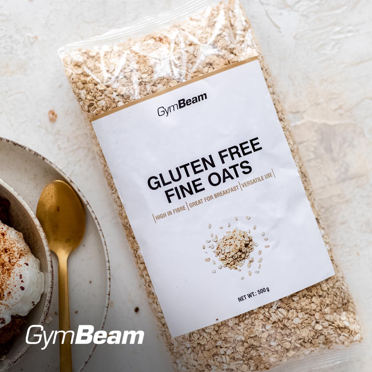 GymBeam Fiocchi di Avena Fini Senza Glutine 500g Fibre Proteine