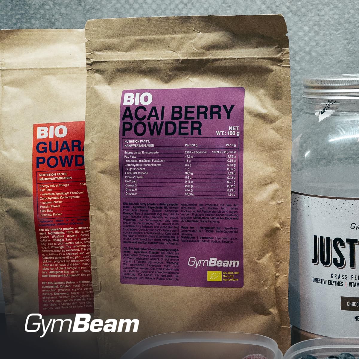 GymBeam Acai BIO Polvere Superfood 100 g Omega Fibre Vegana