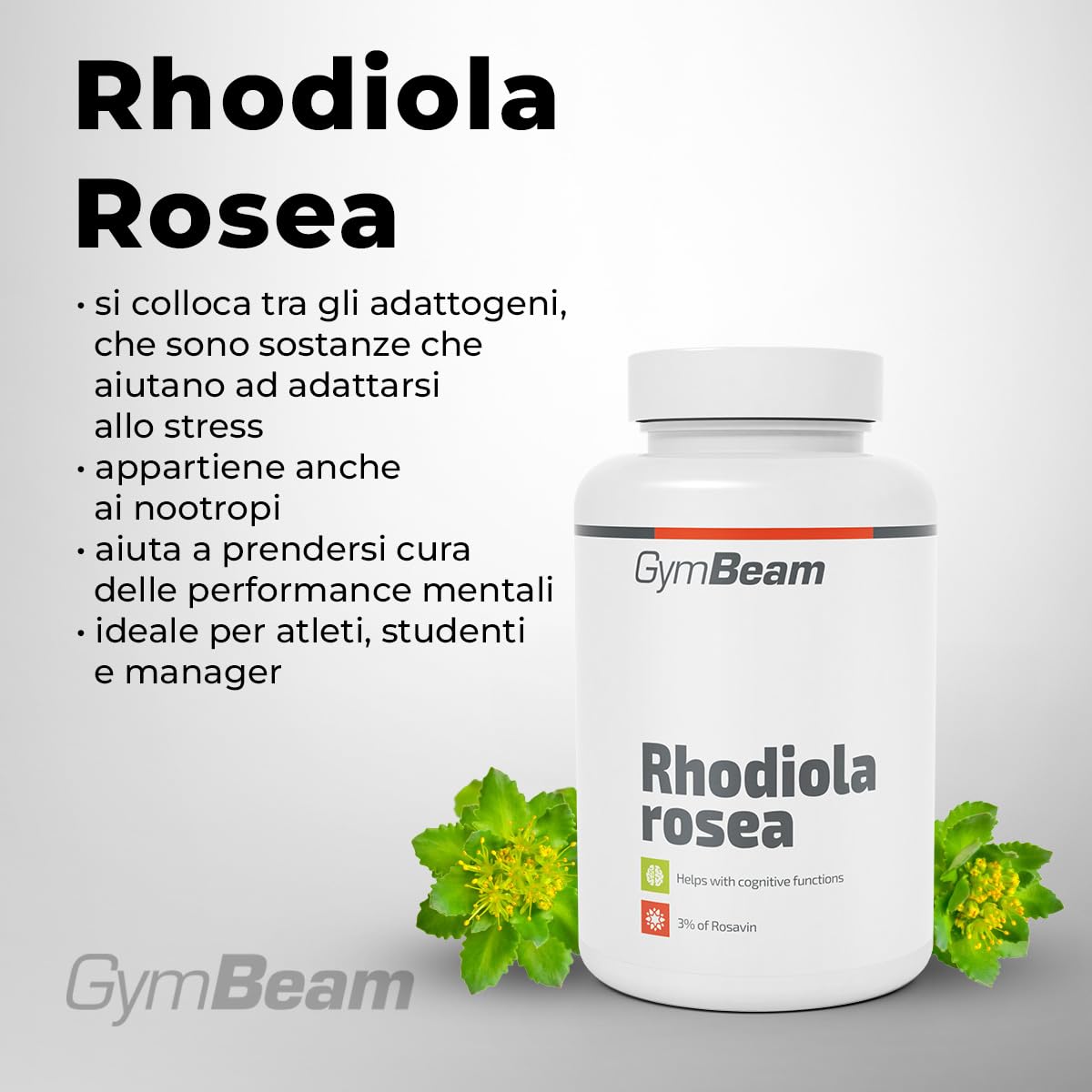 GymBeam Rhodiola Rosea Capsule 90cps Adattogeno
