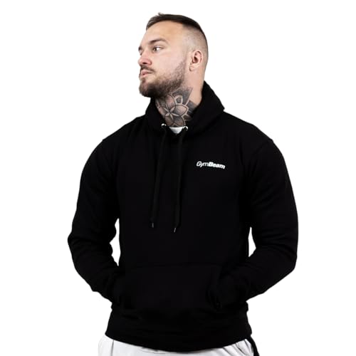 GymBeam Athlete Felpa Uomo cappuccio cotone nera