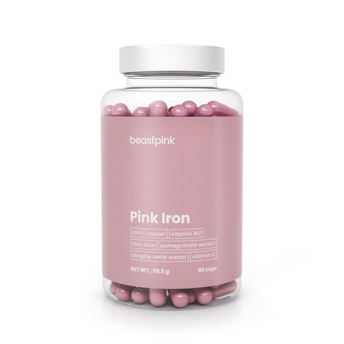 GymBeam Ferro Pink Integratore Donna 90 Capsule Ferro Zinco