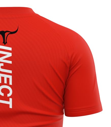 Inject Nutrition T-Shirt Raglan Maglietta Rossa Poliestere Palestra