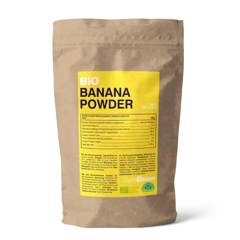 GymBeam Polvere Banana BIO 200 g senza glutine fibre