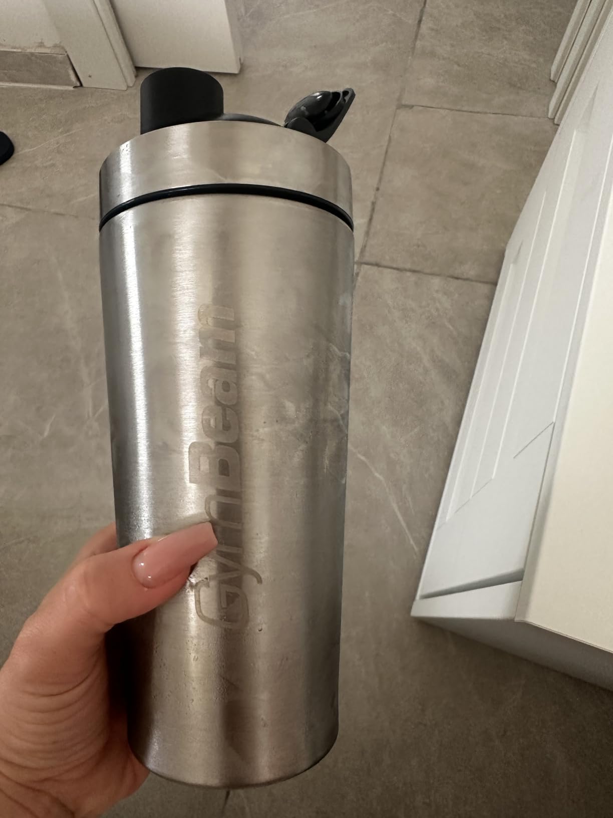 GymBeam Steel Shaker Proteine 750 ml Bianco Acciaio