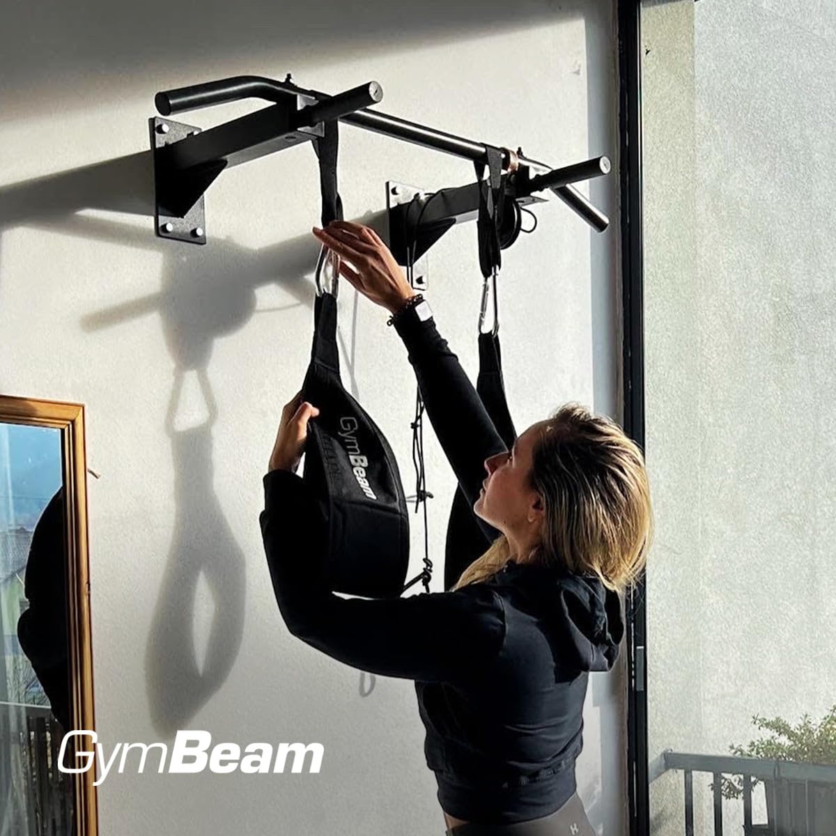GymBeam AB Sling Straps Cinghie Addominali con Moschettoni e Sacca
