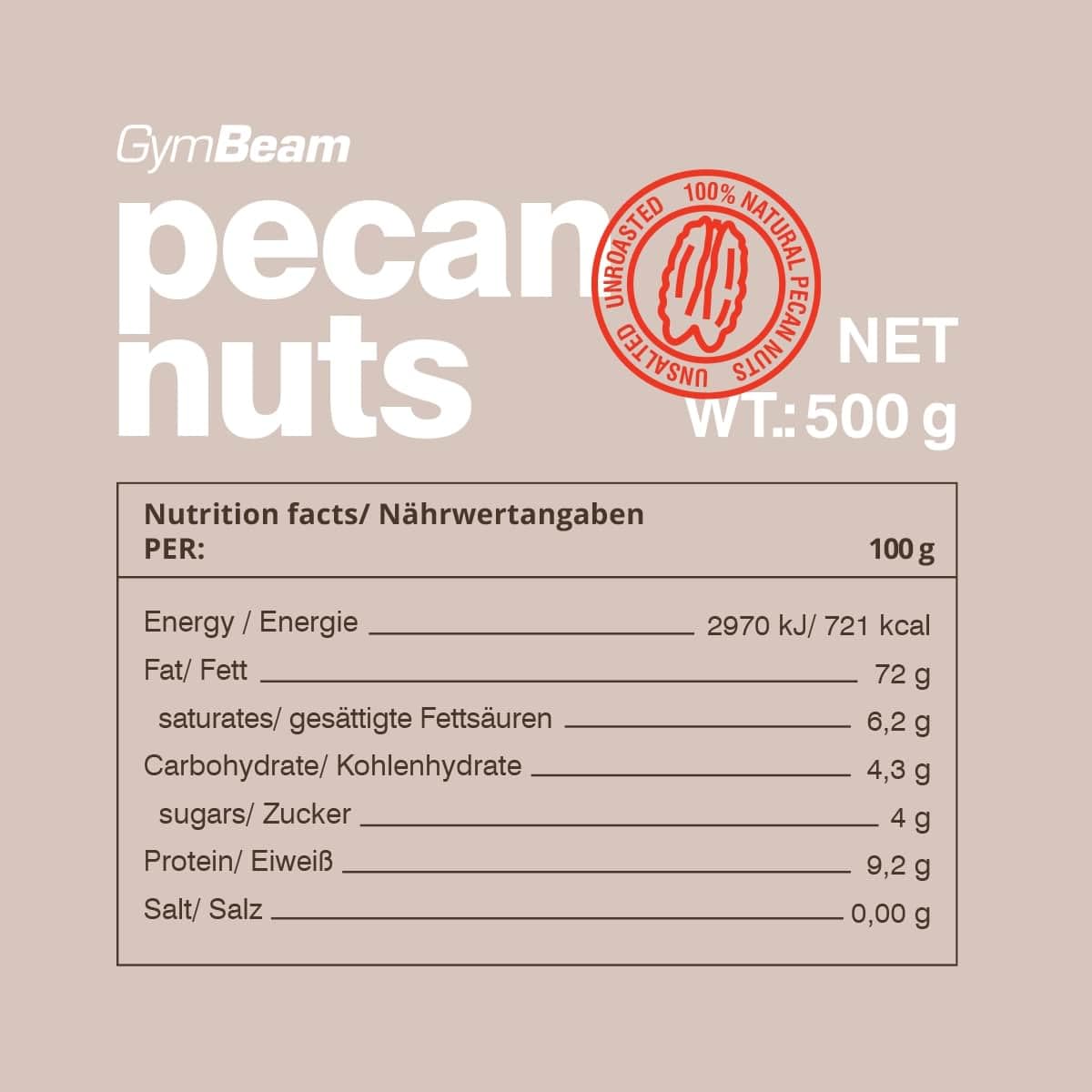 GymBeam Noci Pecan Frutta Secca 500g Omega Dolci